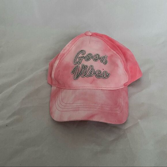 Capelli Hat Tie Dye Good Vibes Kids Pink Embroidered Silver Casual Trendy Cute - Picture 11 of 11